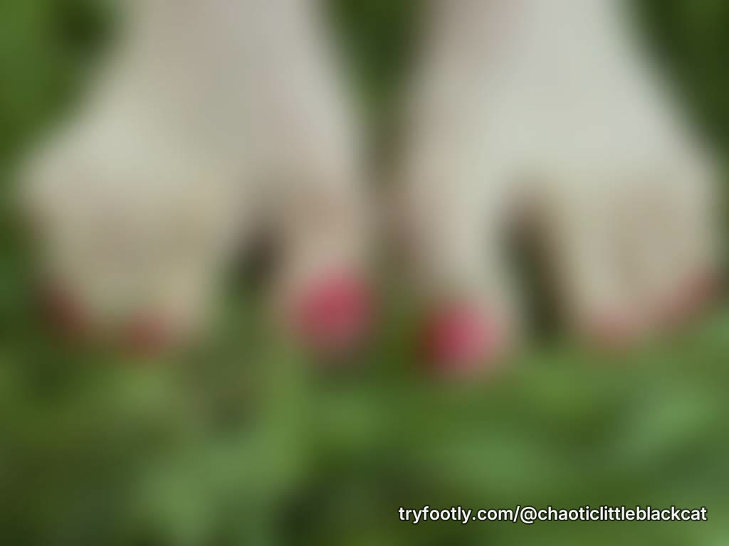 My little red nails and pale white toes are covered in dirt from gardening barefoot all da