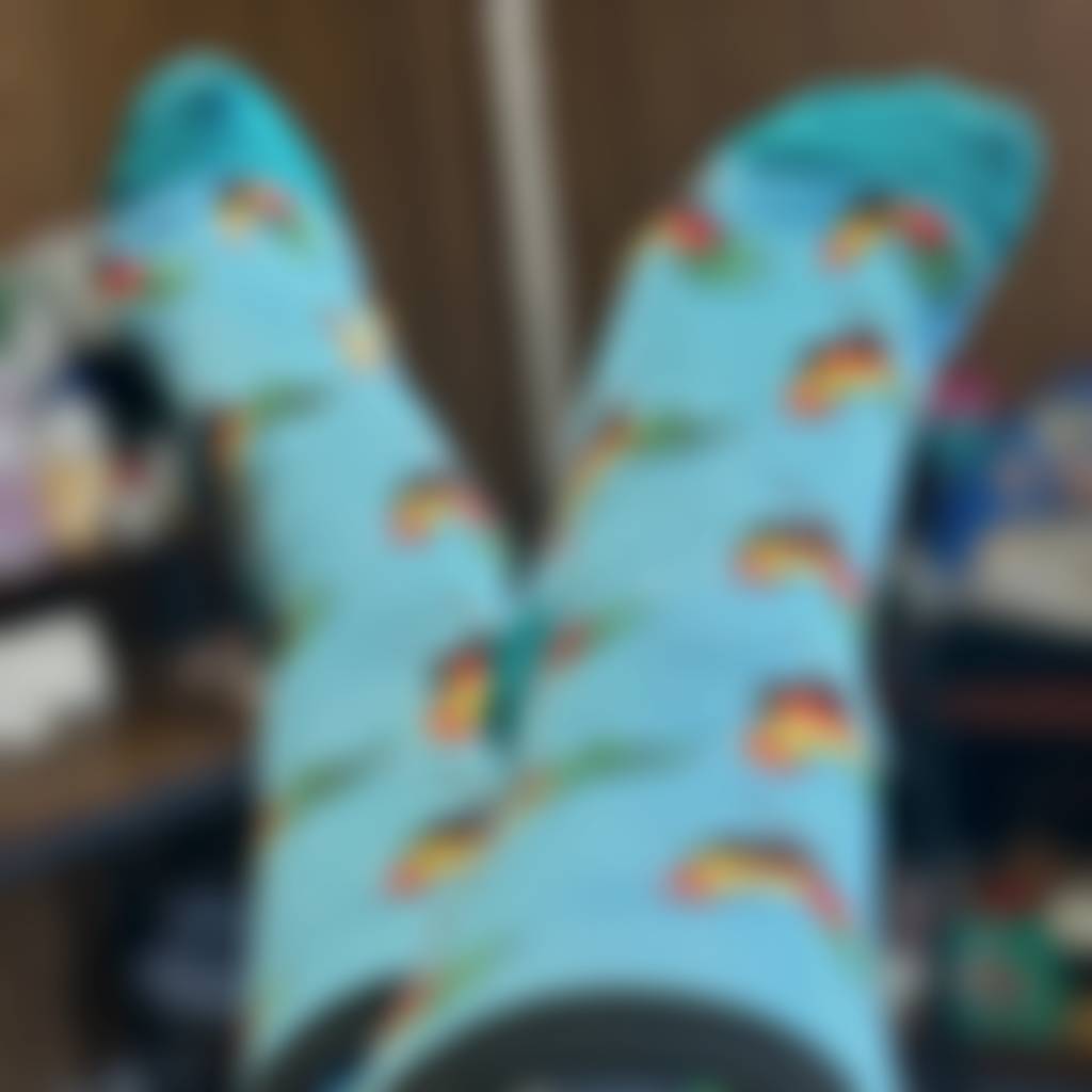 These are one of my favorite pairs of silly socks - my COCK SOCKS 🐓