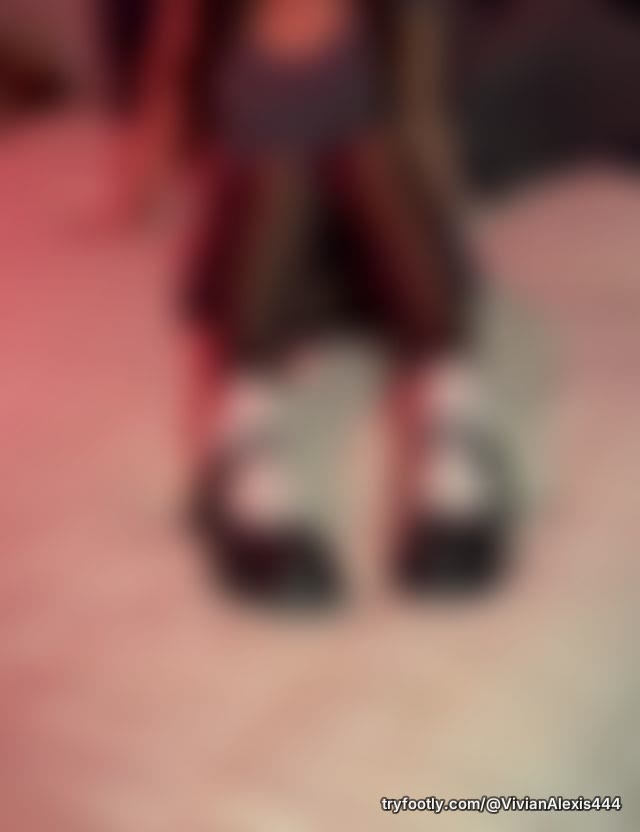 Cute goth girl taking off her shoes, socks, and thigh high stockings 😏👣👠