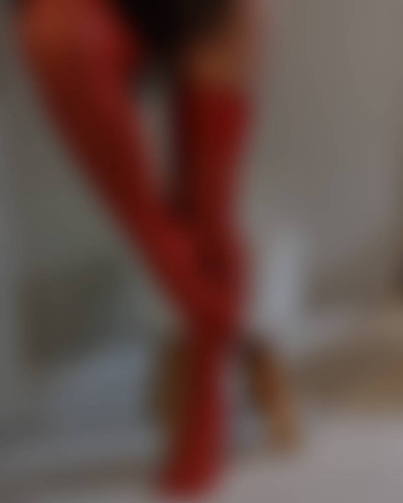 👅Perfect legs and feet hidden inside red thigh high stockings. I wonder if you could slip 
